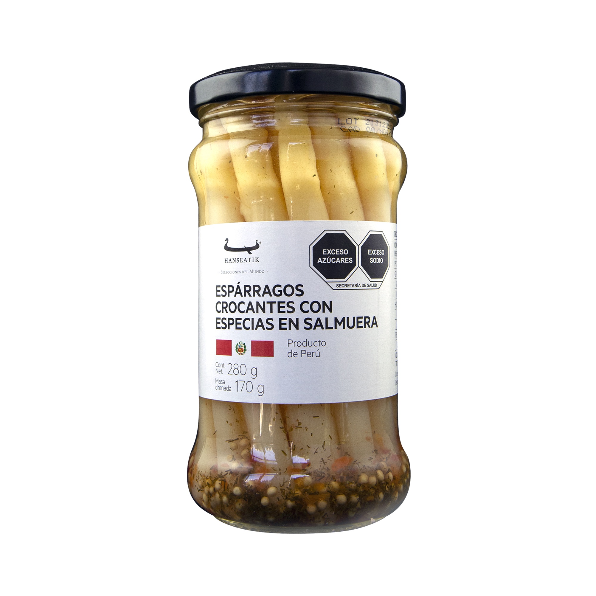 Espárragos Crocantes Blancos con Especias en Salmuera Hanseatik - Frasco 280 g